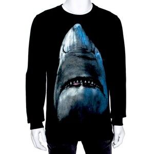 Authentic Givenchy Black Shark Printed Cotton Crewneck Sweatshirt Size Small Men